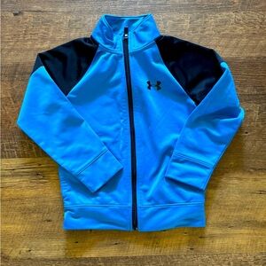 Under Armour Track Jacket Full‎ Zip Boys Size 5 Blue & Black Running Outdoor